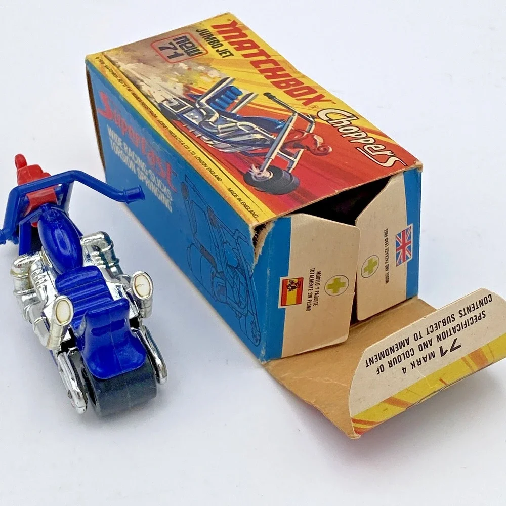 Matchbox Superfast Chopper No 71 Jumbo Jet Blue Motorcycle 1972 Lesney Boxed
